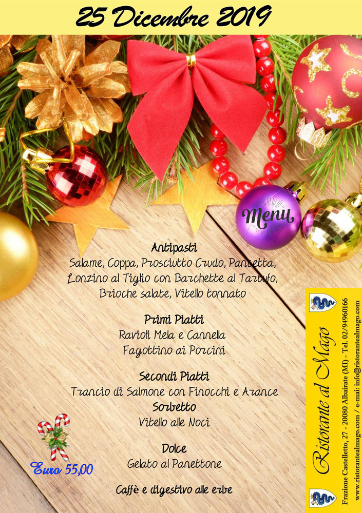 Menu Speciale Natale.Ristorante Al Mago Speciale Natale